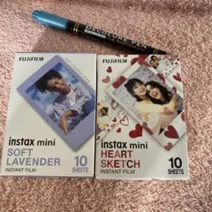 おまけ付き/新品instax mini 　ハートスケッチ ＆ ソフトラベンダー