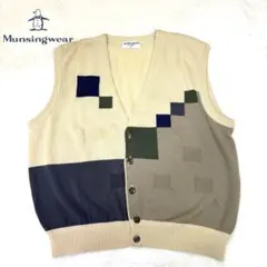 Munsingwear 幾何学模様 ニットベスト　ベージュ