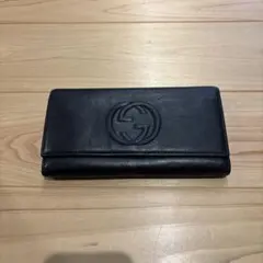 人気 早い者勝ち 美品 GUCCI グッチ 二つ折り 財布 長財布 黒 ソーホー