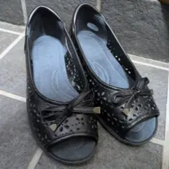 オープントゥパンプス・ブラック・レザー・Мサイズです♪