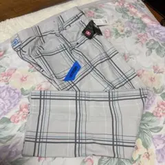 新品W90-92cmOGIO春夏チェック柄/吸汗速乾5PストレッチGOLFパンツ