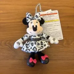 ミニーマウス ぬいぐるみチャーム ヒョウ柄 レオパード ホワイト タグ付き