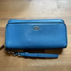 COACH レザー長財布 青 ブルー