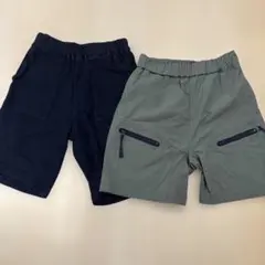 GLAZOS 半ズボン 130cm 2枚セット 黒・カーキ