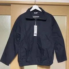 UNIQLOUユニクロユーコットンブレンドハーフジップブラウスブラック