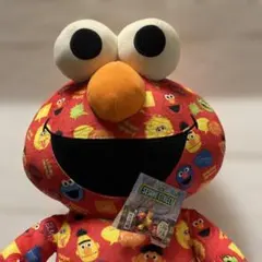 【タグ付き】セサミストリート エルモ 総柄BIGぬいぐるみ ＆ おまけ付き
