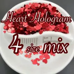 他種類あり♬ハートホログラム、4サイズミックス、2g、レッド