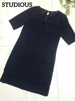 ステュディオス♡ワンピース　ネイビー 半袖 ミニワンピース　レース