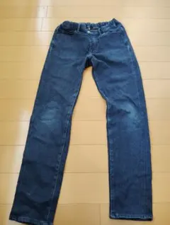 ダークブルー ストレートパンツ160サイズUNIQLO子ども服キッズウエストゴム