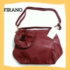 FIRANO2way ショルダーバッグ ボルドー 花モチーフチャーム付き