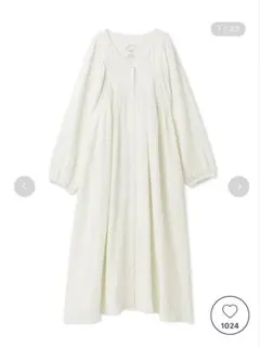 美品★ジェラートピケ マタニティ ガーゼワンピース パジャマ ホワイト F