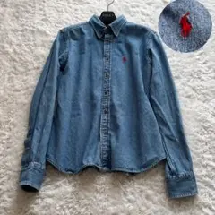 ラルフローレン　大きいサイズ11 ポニー刺繍　デニムシャツ　長袖　ブルー