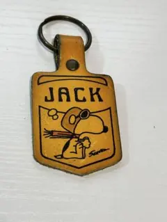 希少70s Aviva アビバ社 スヌーピー JACK革製キーチェーン