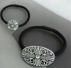 ノーブランド品 ハート ヘアゴム コンチョ ブレスレット シルバー925