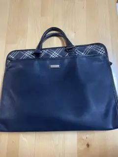 黒 レザー ビジネスバッグ チェック柄