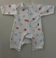 après les course 60 ハート柄のピンクカバーオール　半袖