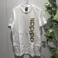 【adidas】トップス ロゴプリント 白 Lサイズ Tシャツ　コットン