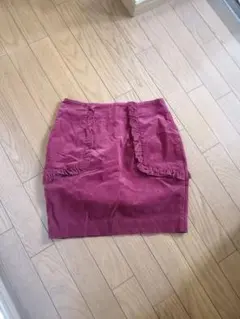 リリーブラウン　コーデュロイ　フリル　ボルドー　スカート　コクーン