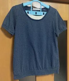 navy natural ドット柄 半袖カットソー ネイビー Mサイズのサムネイル