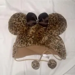 ミニー ヒョウ柄 ファンキャップ 茶色 ディズニー