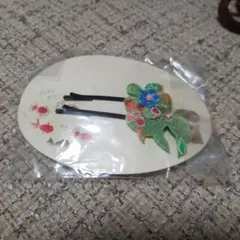 新品　オセワヤ　金魚　お花　和柄　ヘアピン　2本セット　緑　和装