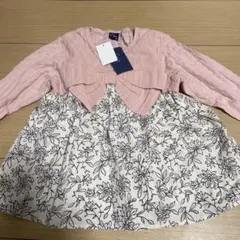 花柄リボン付き長袖カットソー 130