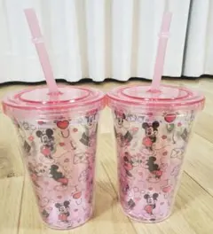 ミッキー ミニー ピンク 2層タンブラー 2個セット
