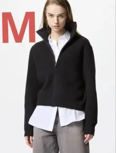 【ユニクロ UNIQLO】 フルジップカーディガン ブラック 黒 M