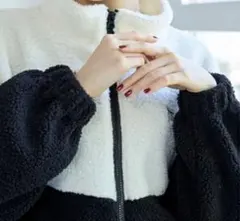 ボアジャケット 白黒 ツートンカラー