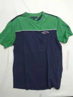 ◎トミー ヒルフィガー バイカラーTシャツ メンズ Mサイズ グリーンネイビー