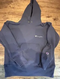 Champion ネイビー フード付きパーカー S