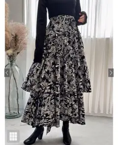 grl 花柄ティアードスカート(kz424)