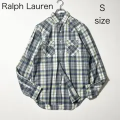 3564【美品】RRL 長袖チェックシャツ ウェスタンシャツ ライトブルー Sのサムネイル
