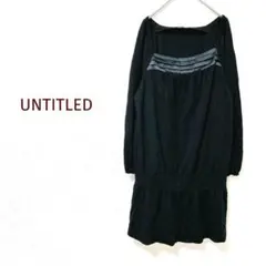 アンタイトル　チュニックワンピース　スクエアネック　日本製　ペプラム　ブラック