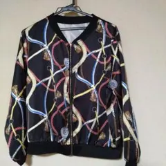 ベルト柄 チェーン柄 ブラック　レディーストップス