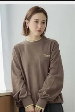 あ*。様 新品　しまむら　mysa ブラウン 配色　長袖トレーナー 薄手　L