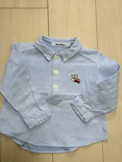 familiar 長袖 ボタンダウンポロシャツ 90cm ライトブルー