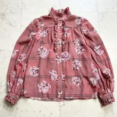 GUCCI シルク ラッフルフリル フローラルプリントブラウス ホースビットのサムネイル