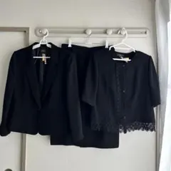 3点セット しまむら 礼服 ジャケット長袖 半袖 スカート 3L 15号 黒