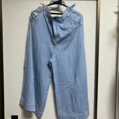 チチカカ　ライトブルー デニム ワイドパンツ ウエストゴム