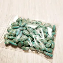 ④①ハンドメイド用ビーズ まとめ売り 雫型ターコイズ 50g