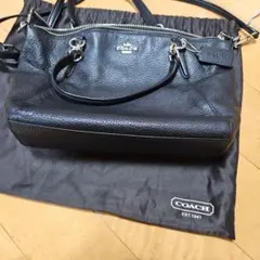 COACH ブラックレザー ショルダーバッグ 保存袋付き