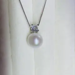 あこや真珠大粒9mmパールネックレス akoya S925銀ネックレスAR39
