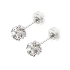 ピアス レディース キュービックジルコニア K10 ホワイトゴールドBLOOM