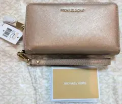 MICHAEL KORS 長財布 リストレット付 シャンパンゴールド　ピンクのサムネイル