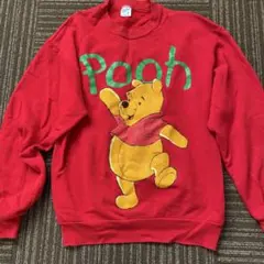 プーさん プリント 赤 スウェット M