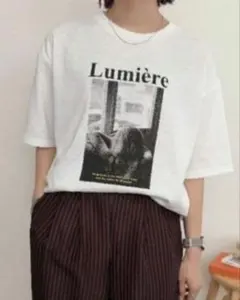 Lumiere フォトプリントオーバーサイズTシャツ　L