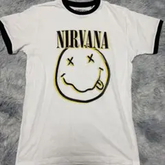 NIRVANA リンガーTシャツ ホワイト×ブラック M