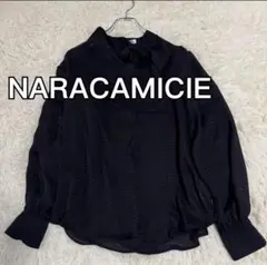 ナラカミーチェ　ドットプリントシフォンボウタイ　長袖ブラウス　総柄　Ⅱ