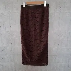 ROPE ブラウン レース タイトスカート サイズ38のサムネイル
